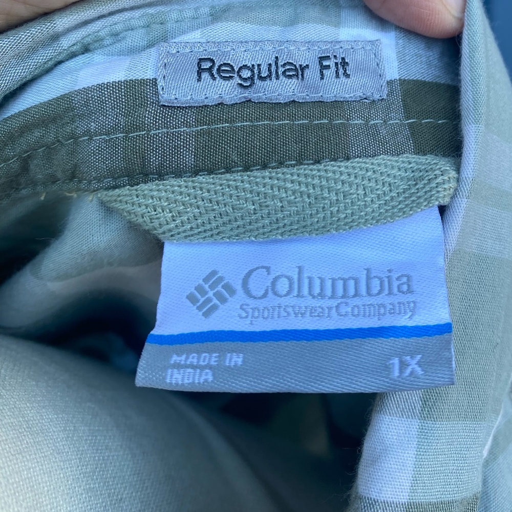 Columbia Olive Plaid Shirt 1X